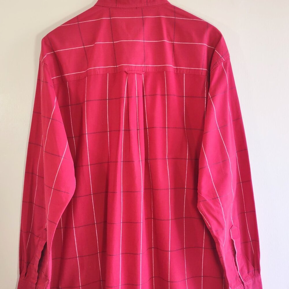 Vintage Ralph Lauren Chaps Mens Shirt Sz Large Windowpane Plaid Flag Logo - Picture 5 of 12